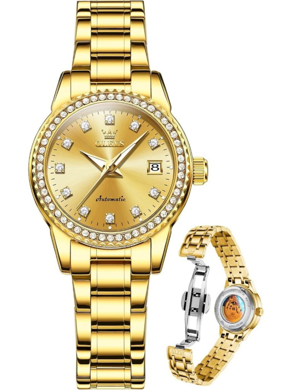 Women’s Gold Stainless Steel Elegant 3ATM Waterproof Quartz Dress Wrist Watch